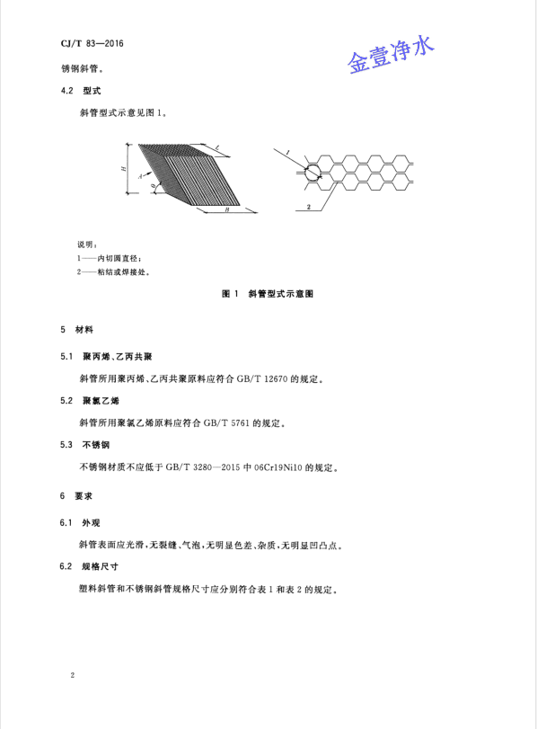 蜂窩斜管填料國家標準第二頁